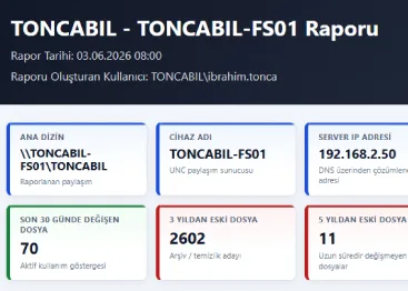 File Server Detaylı Analiz ve Raporlama Scripti